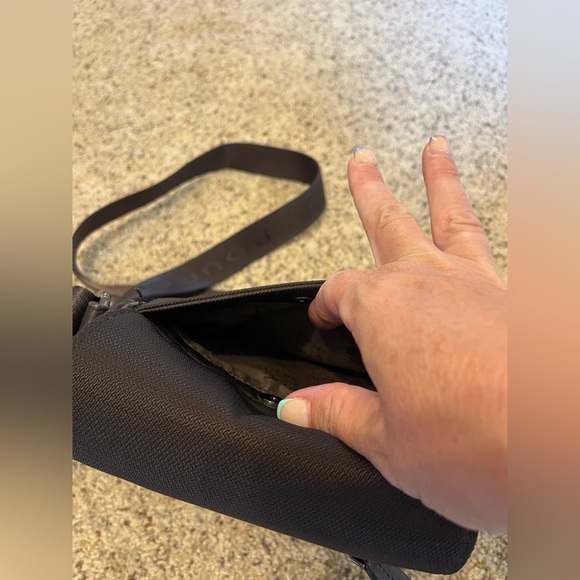 Pourchet brown cross body bag, fabric with leather accents - Picture 6 of 9